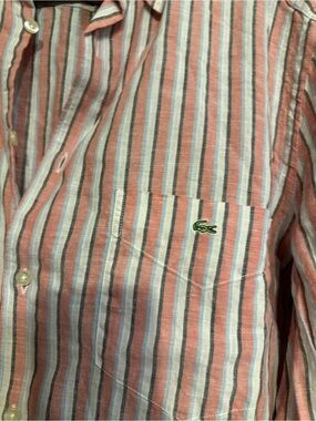 Lacoste Pink, Blue & White Stripe Button-Down Shirt
